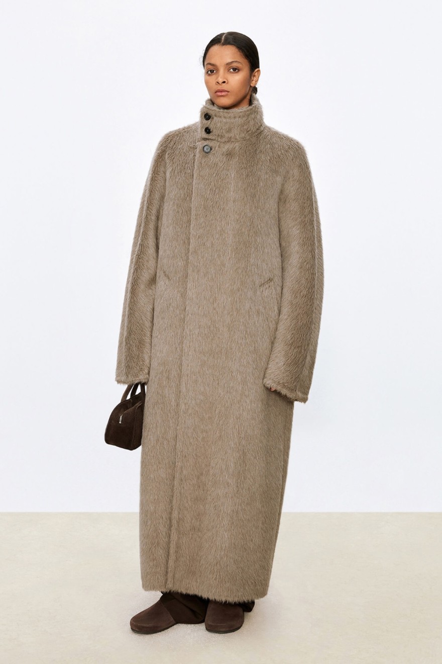 Italian Alpaca Versatile Collar Long Coat