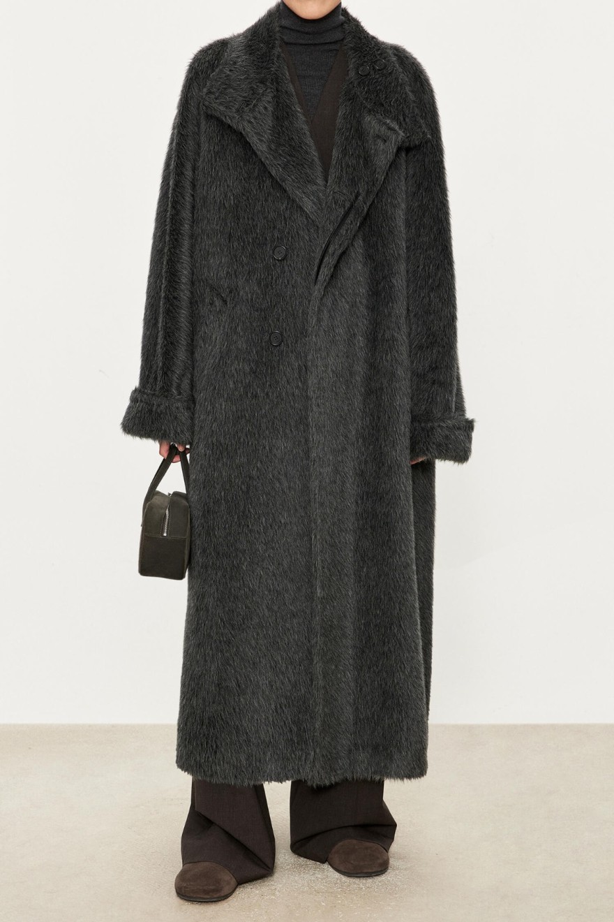 Italian Alpaca Versatile Collar Long Coat