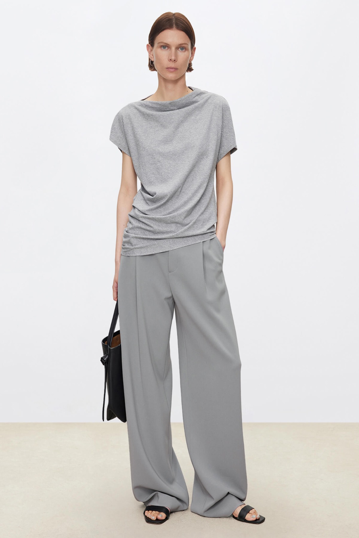 Japanese Soft-Drape Pure Cotton Knit Asymmetrical Top
